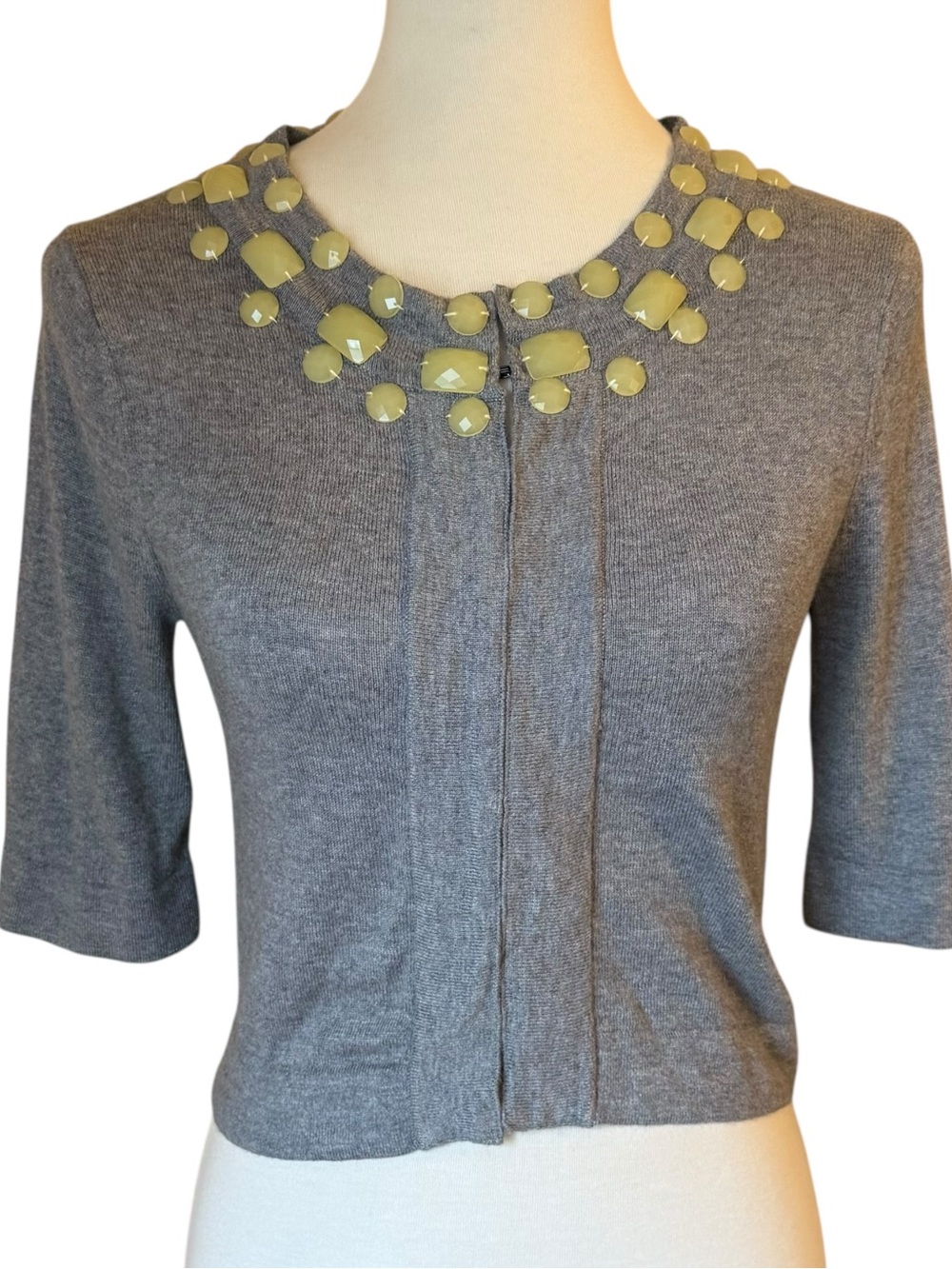 Banana Republic Gray Crop Cardigan Embellishments Hook & Eye Added Size XS